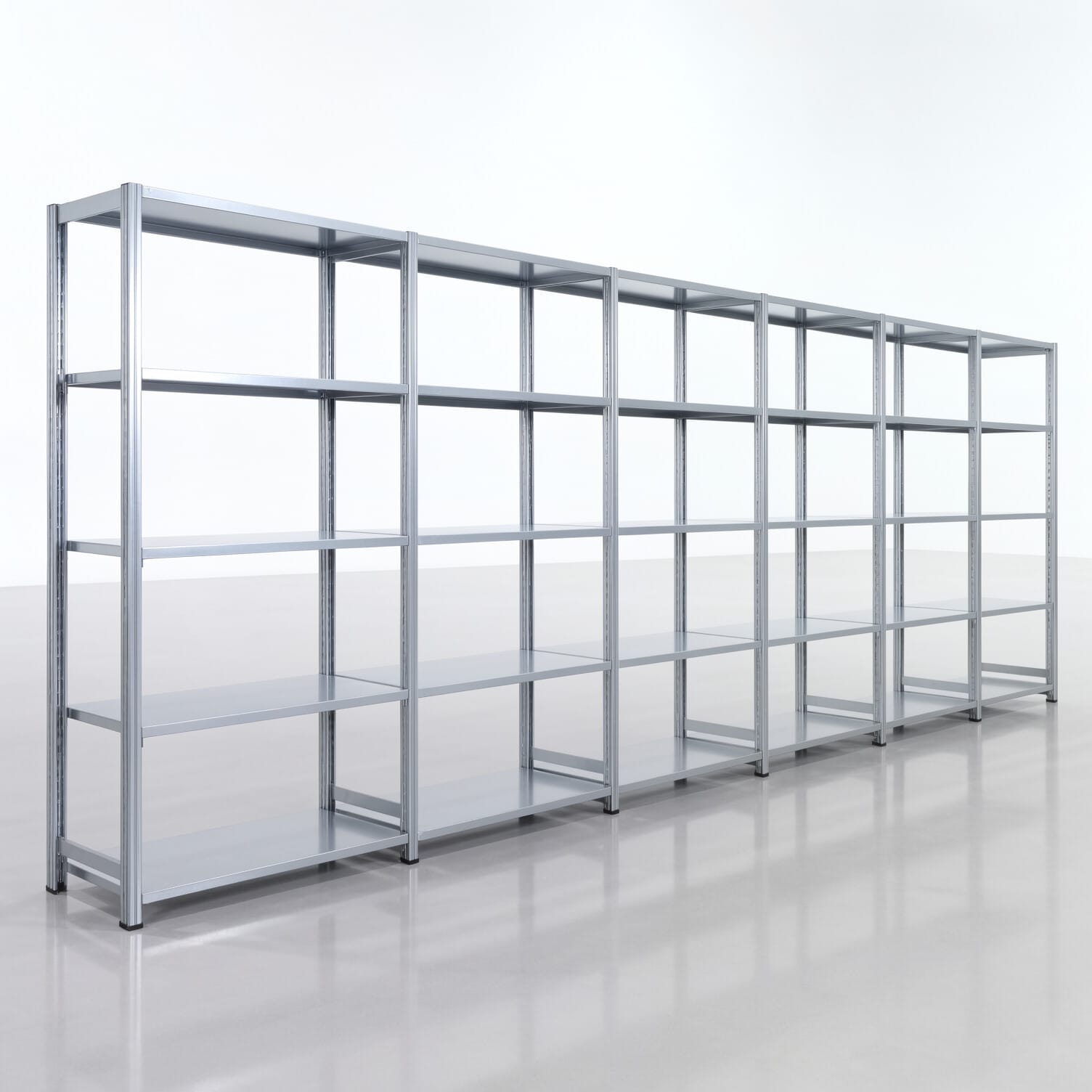 Fachbodenregal FBX 4000, H: 2.000 mm, B: 6.014 mm mm, T: 500 mm, Ebenen: 5