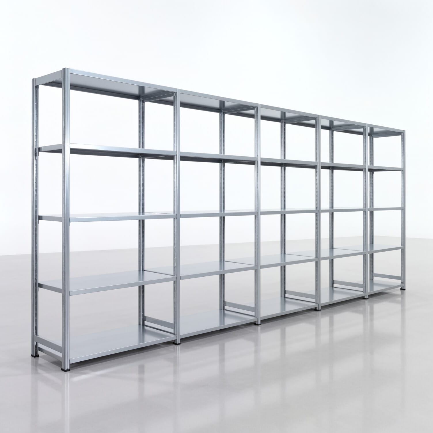 Fachbodenregal FBX 4000, H: 2.000 mm, B: 5.017 mm mm, T: 500 mm, Ebenen: 5