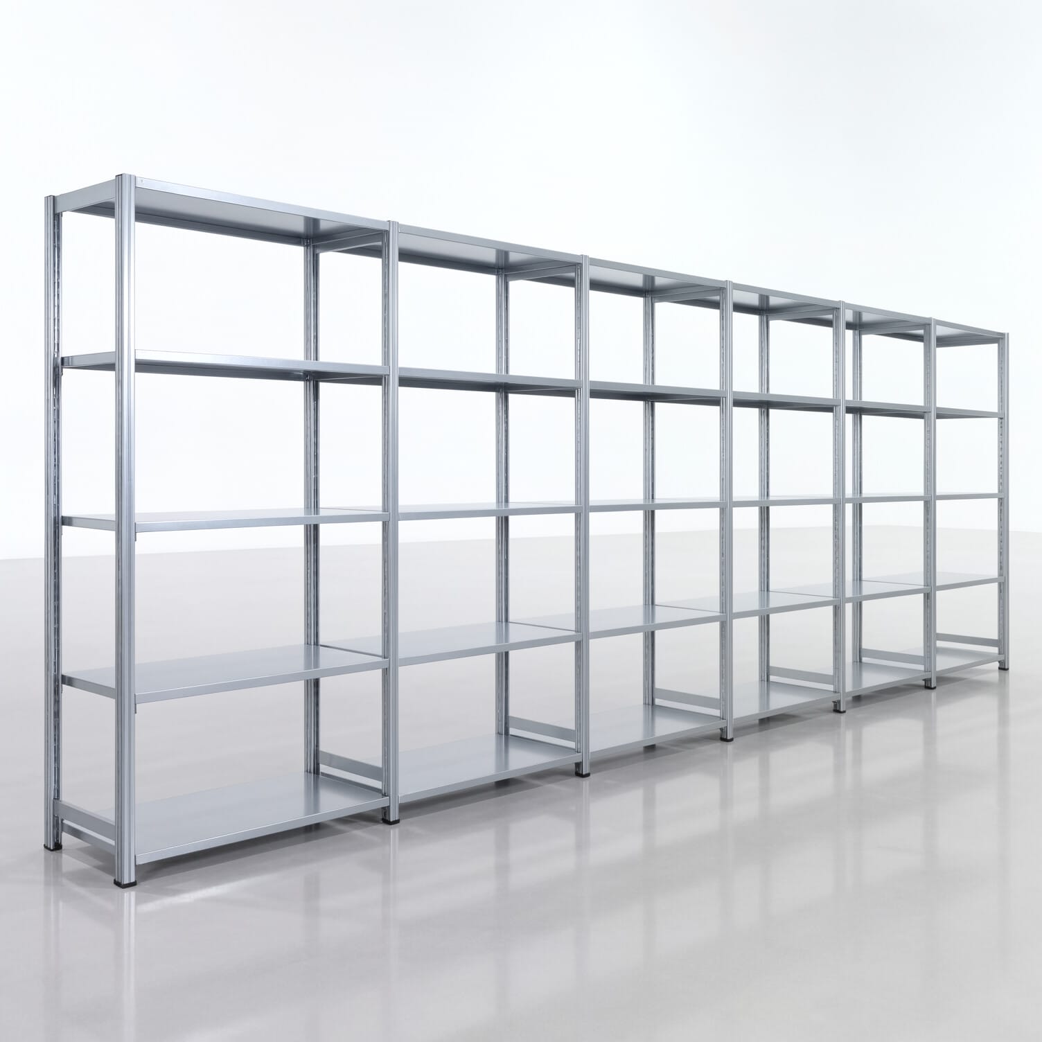 Fachbodenregal FBX 4000, H: 2.000 mm, B: 6.014 mm mm, T: 500 mm, Ebenen: 5
